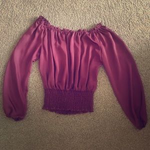 Purple Micheal Kors Off The Shoulder Shirt